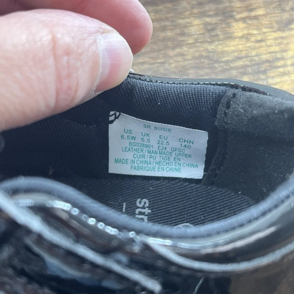 Stride Rite Girls Susie Mary Jane Loafers Black Patent Size 6.5W